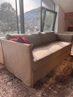 Sofa Fox Bezug Stoff Santos Taupe Beige Füße Metall Inklusive 2 Rückenkissen