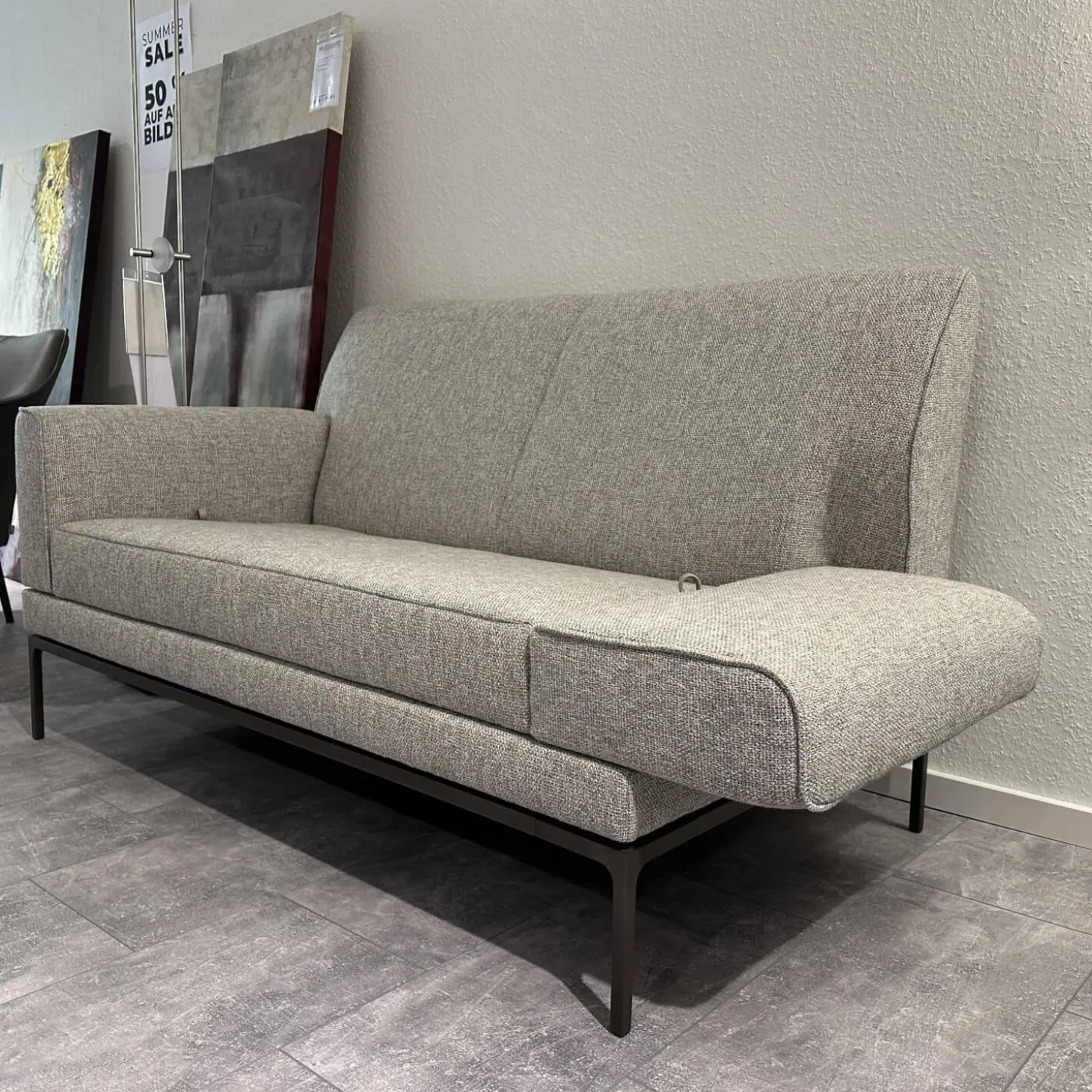 Sofa Glove 8950 SO140 Stoff Bembebis C0720 Grau Untergestell Lackiert Bronze