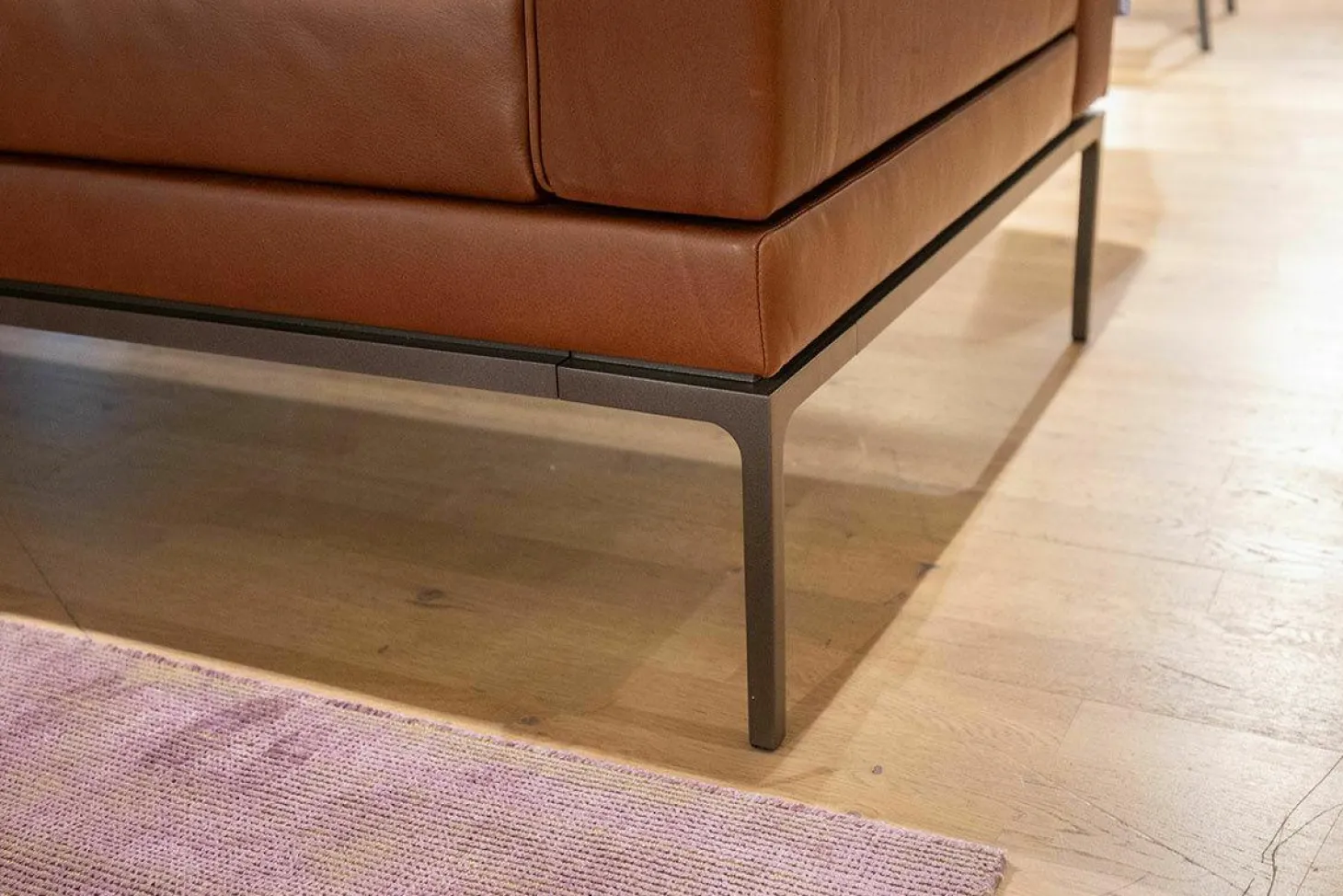 Sofa Glove Pure Leder Lolita Cognac Braun Gestell Bronze Matt Pulverbeschichtet