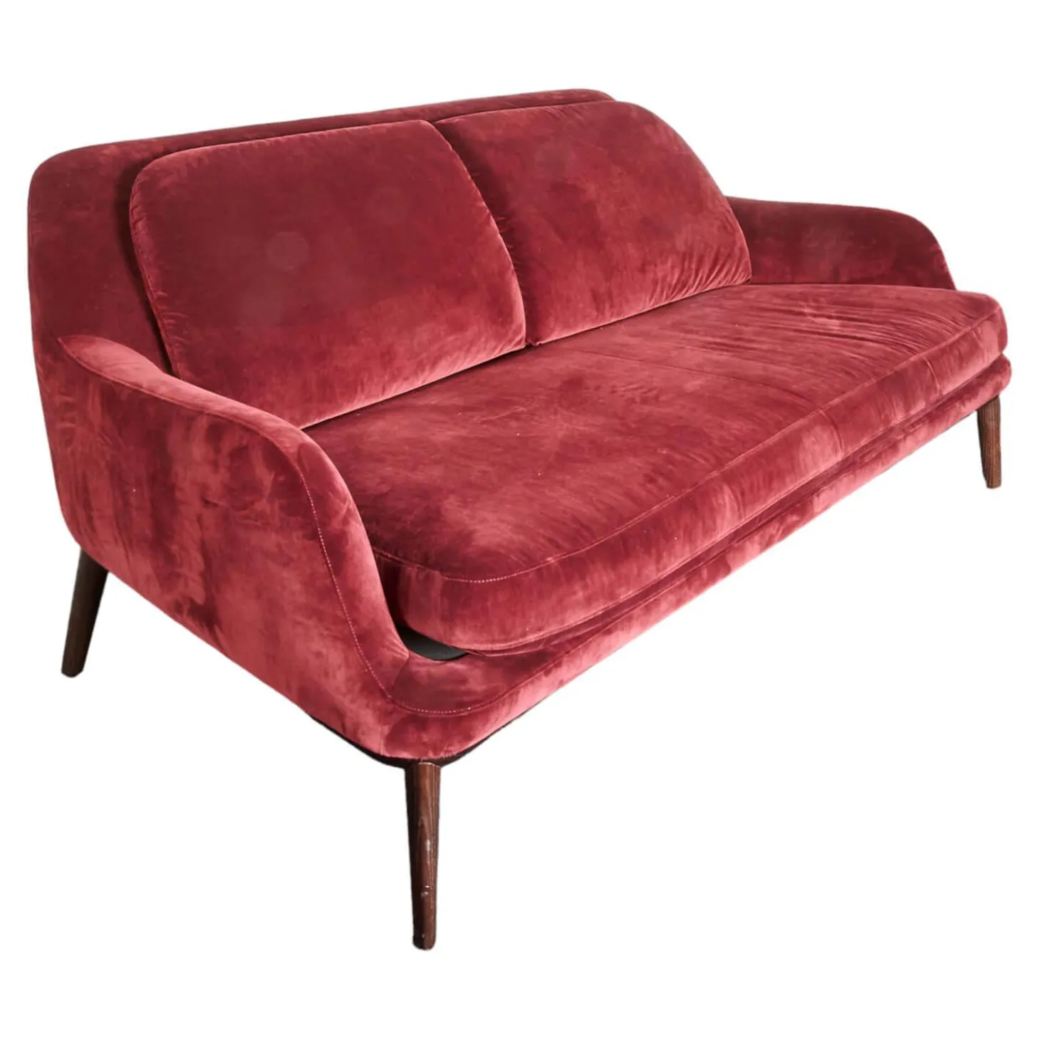Sofa Grace Bezug Stoff City Velvet Reloaded CA7832 095 Rot Füße Holz Braun