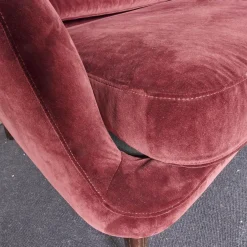 Sofa Grace Bezug Stoff City Velvet Reloaded CA7832 095 Rot Füße Holz Braun