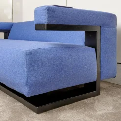 Sofa Gropius F51 2 Stoff Dama 0077 Blau Gestell Esche Schwarz