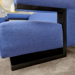 Sofa Gropius F51 2 Stoff Dama 0077 Blau Gestell Esche Schwarz