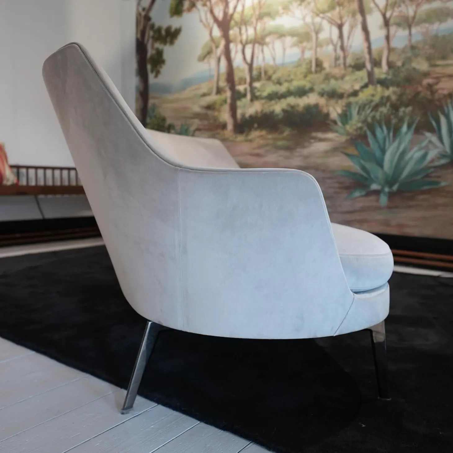 Sofa Guscio Bezug Extra Eldorado 1551 Grau Metallfüße Schwarz Verchromt