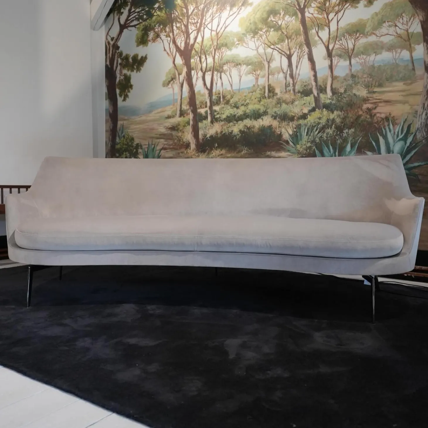 Sofa Guscio Bezug Extra Eldorado 1551 Grau Metallfüße Schwarz Verchromt