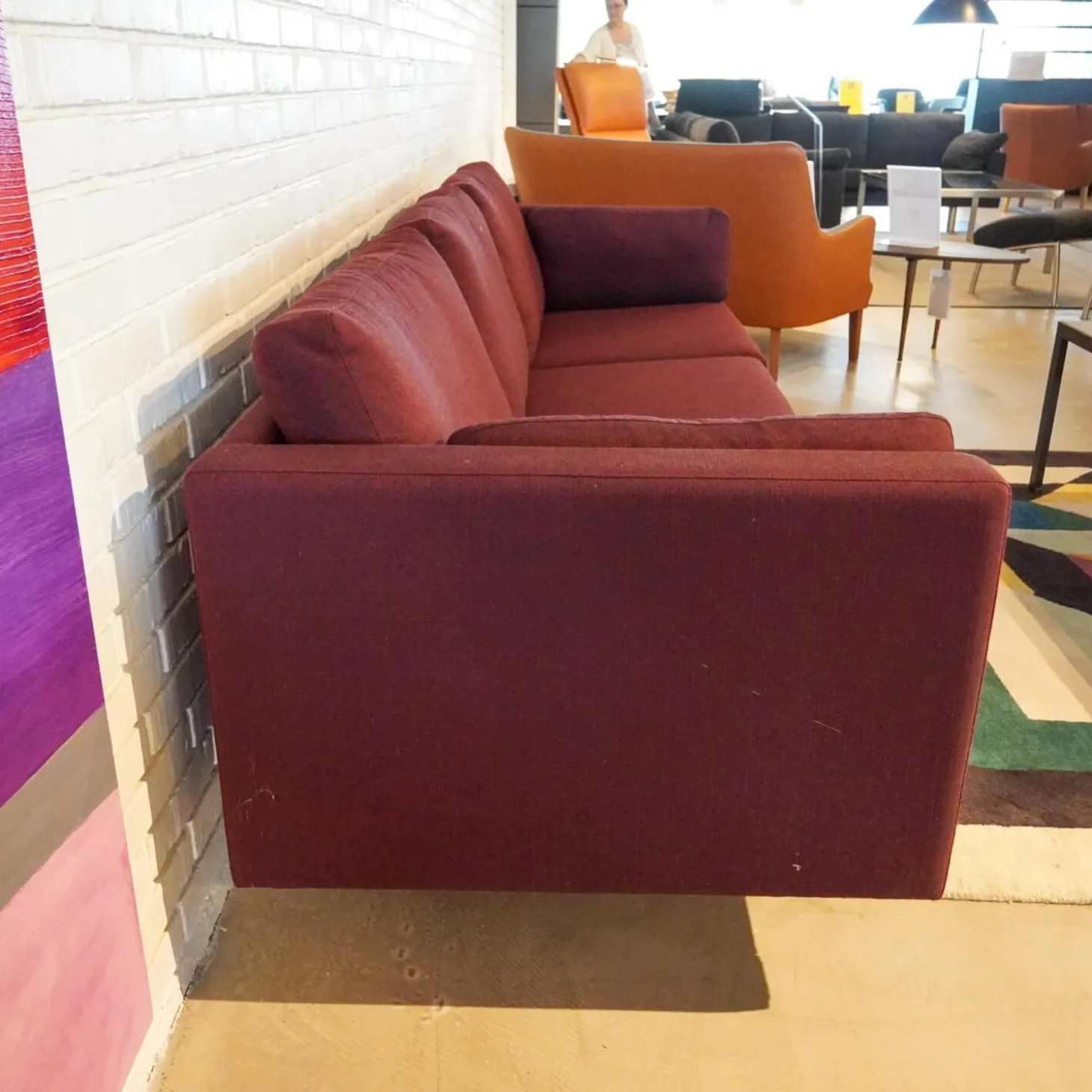 Sofa Handy Wollstoff Burgunderrot Gestell Metall