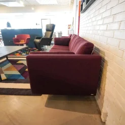 Sofa Handy Wollstoff Burgunderrot Gestell Metall