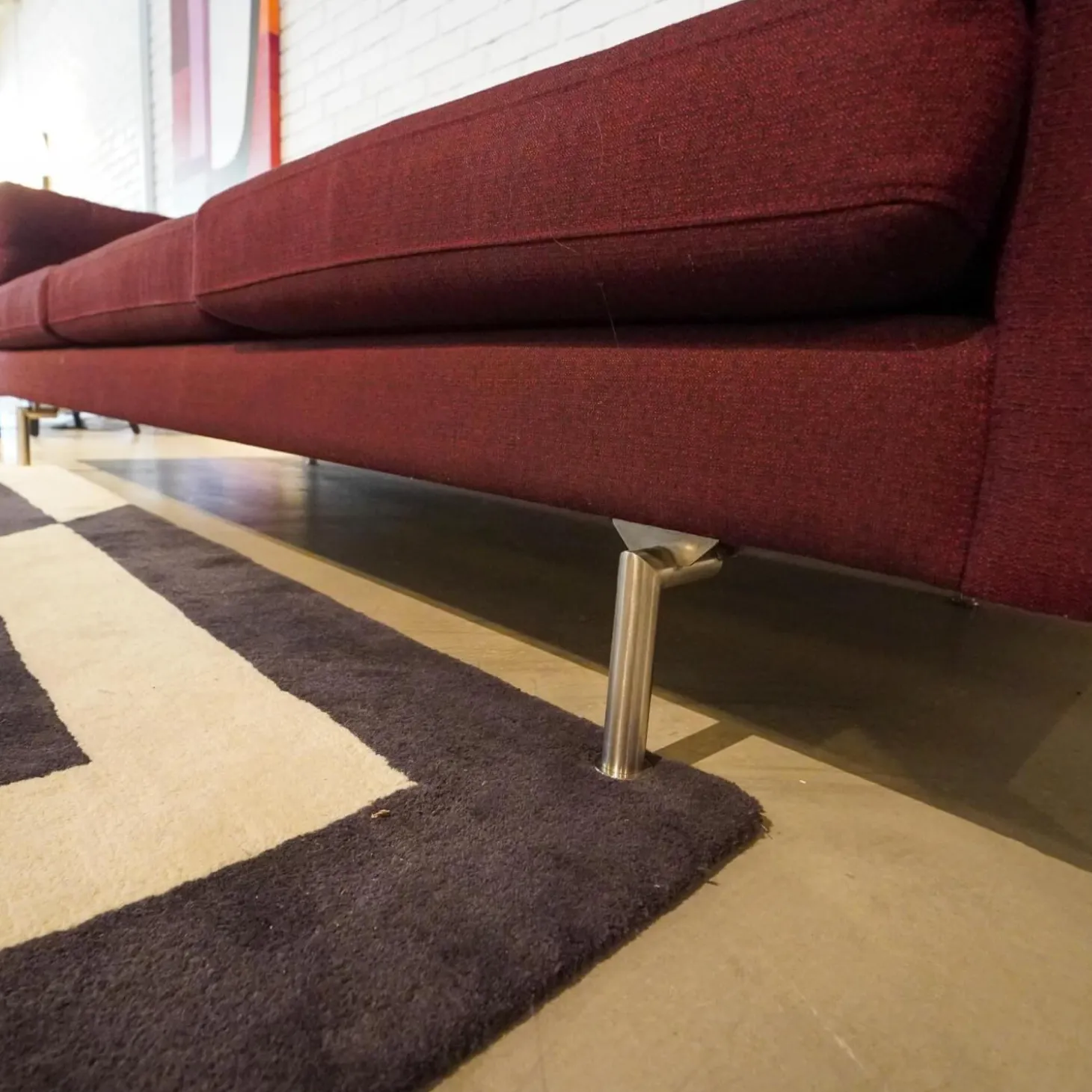 Sofa Handy Wollstoff Burgunderrot Gestell Metall