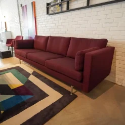 Sofa Handy Wollstoff Burgunderrot Gestell Metall