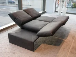 Sofa Harriet Leder A India Omega Schwarz Metallfuß Matt Satiniert