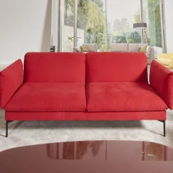 Sofa Heaven Bezug Stoff Hot Madison Reboot CH1249 706 Rot Füße Matt Lackiert Schwarz Mit Zwei Abklappbaren Armlehnen