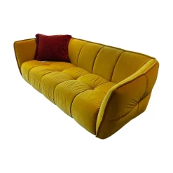 Sofa Hedda Stoff Classic Velvet 16 Yellow Gelb Füße Kunststoff Schwarz