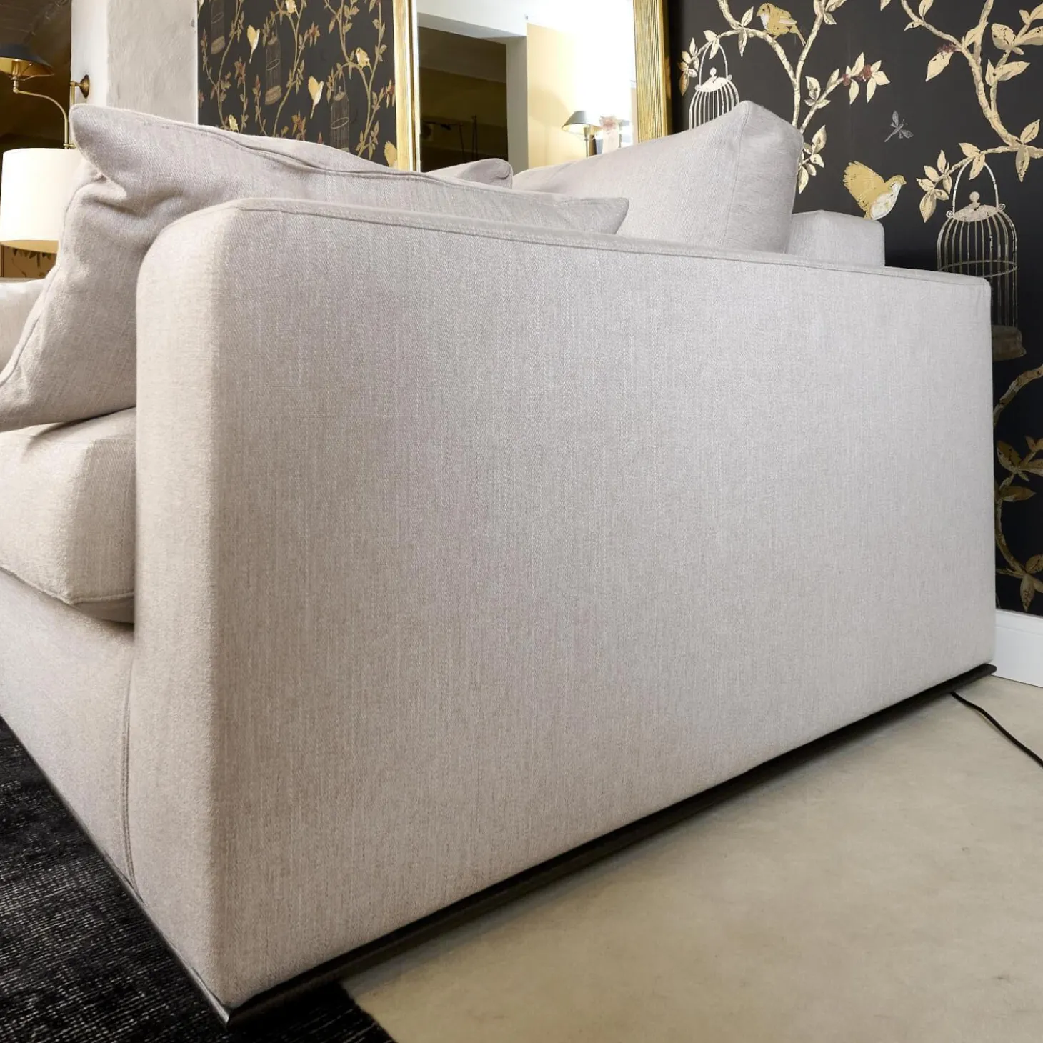 Sofa Inspiration 122-3005 Tief Bezug Noah 1744 176 Sockelrahmen Wengefarbig Gebeizt