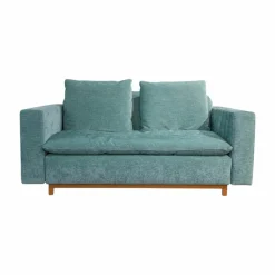 Sofa Isla Stoff Abby Petrol Blau Gestell Eiche Geölt
