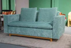 Sofa Isla Stoff Abby Petrol Blau Gestell Eiche Geölt