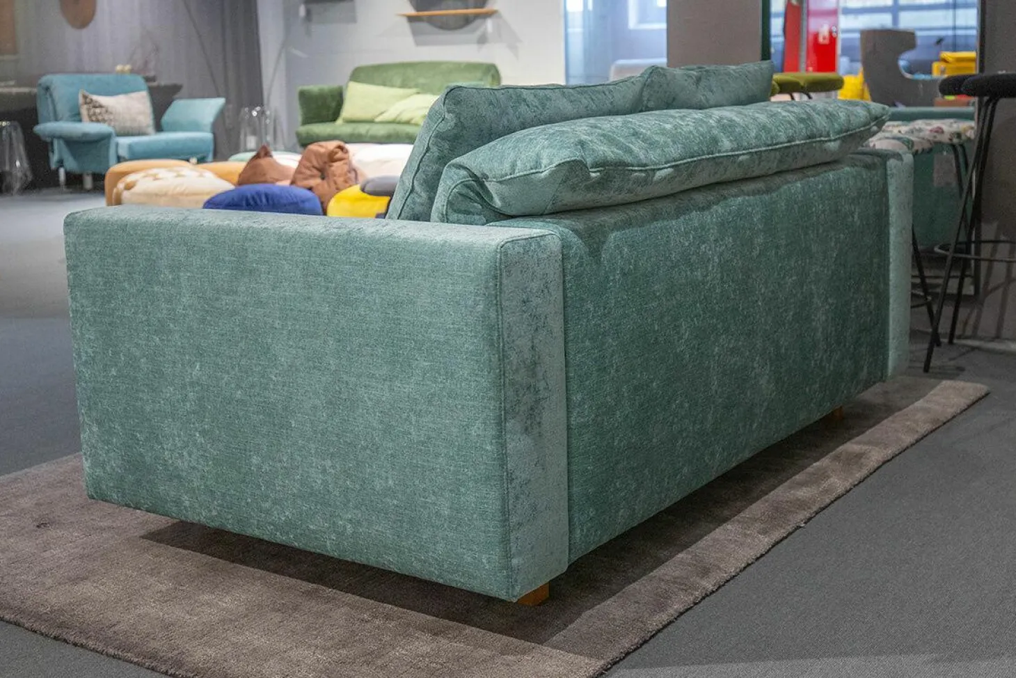Sofa Isla Stoff Abby Petrol Blau Gestell Eiche Geölt