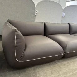 Sofa Jalis 21 Leder 246 Schoko Grau Braun Nahtband 5095 Kitt