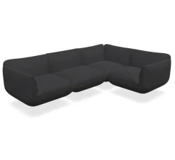 Sofa Jalis Stoff 8145 Dunkelgrau Nahtband Grau mit einem Rückenkissen