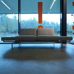 Sofa Jason 390 25 FLFR 2,5 Sitzig Stoff Summit Chalk Grau Gestell Velourmatt Grau