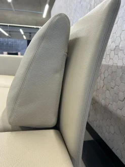 Sofa Jason 390 20 Leder Sierra Dune Beige Gestell Silber Hochglanz Verchromt inkl. Funktionsarmlehnen