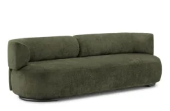 Sofa K-´Waiting Stoff Chenille Grün Füße Stahl Schwarz Lackiert