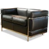 Sofa LC2 2C Leder X Scozia Gruppe 13X606 Grafite Schwarz Gestell Verchromt