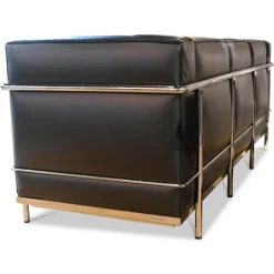 Sofa LC2 Dreisitzer Leder Scozia 13X606 Grafite Schwarz Gestell Verchromt