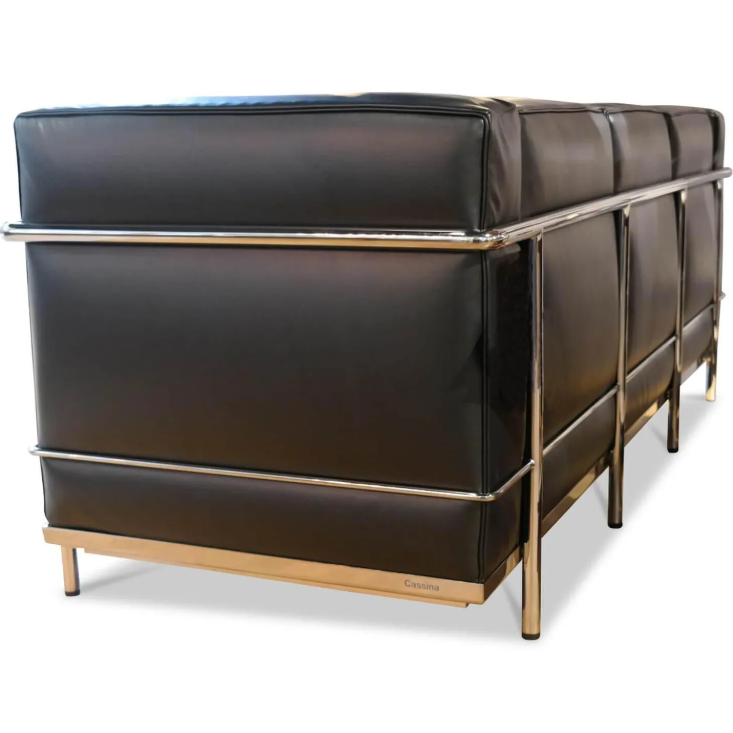 Sofa LC2 Dreisitzer Leder Scozia 13X606 Grafite Schwarz Gestell Verchromt