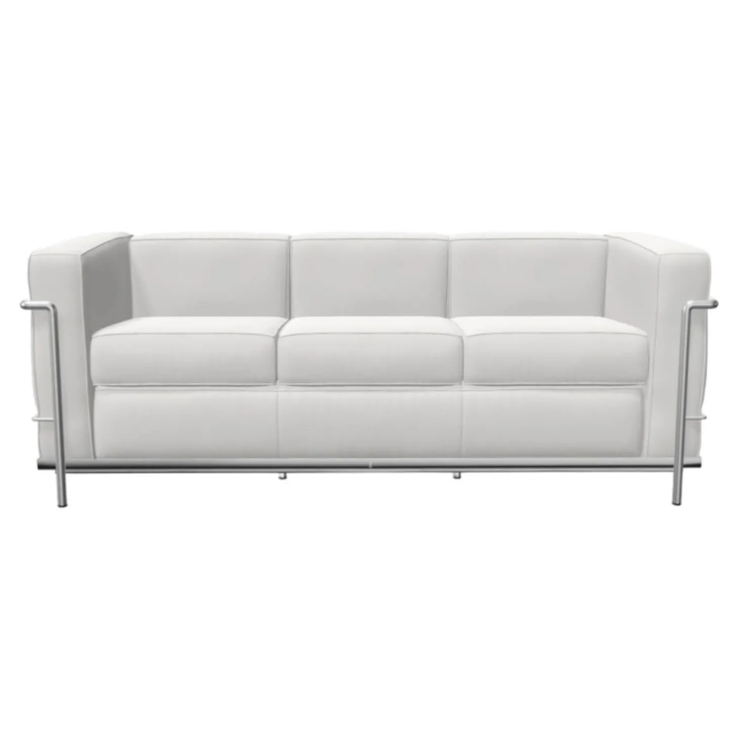 Sofa LC2 3-Sitzig Leder LCX Weiß Gestell Verchromt