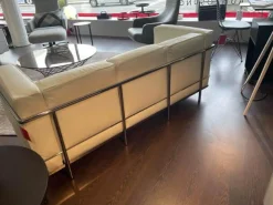 Sofa LC2 3-Sitzig Leder LCX Weiß Gestell Verchromt