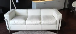 Sofa LC2 3-Sitzig Leder LCX Weiß Gestell Verchromt