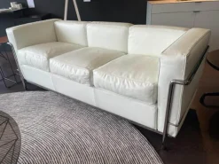 Sofa LC2 3-Sitzig Leder LCX Weiß Gestell Verchromt