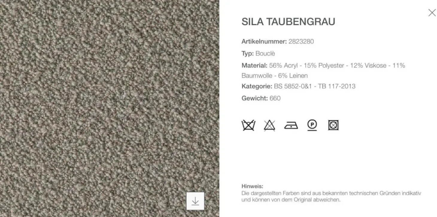 Sofa Le Bambole Granbambola Stoff Bouclè Sila Taubengrau Gestell Polyethylen Inklusive Rückenkissen