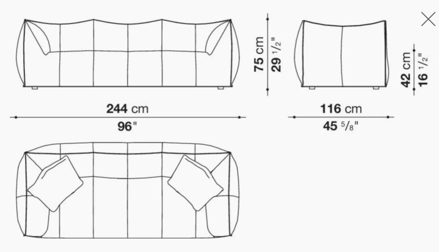 Sofa Le Bambole Granbambola Stoff Bouclè Sila Taubengrau Gestell Polyethylen Inklusive Rückenkissen