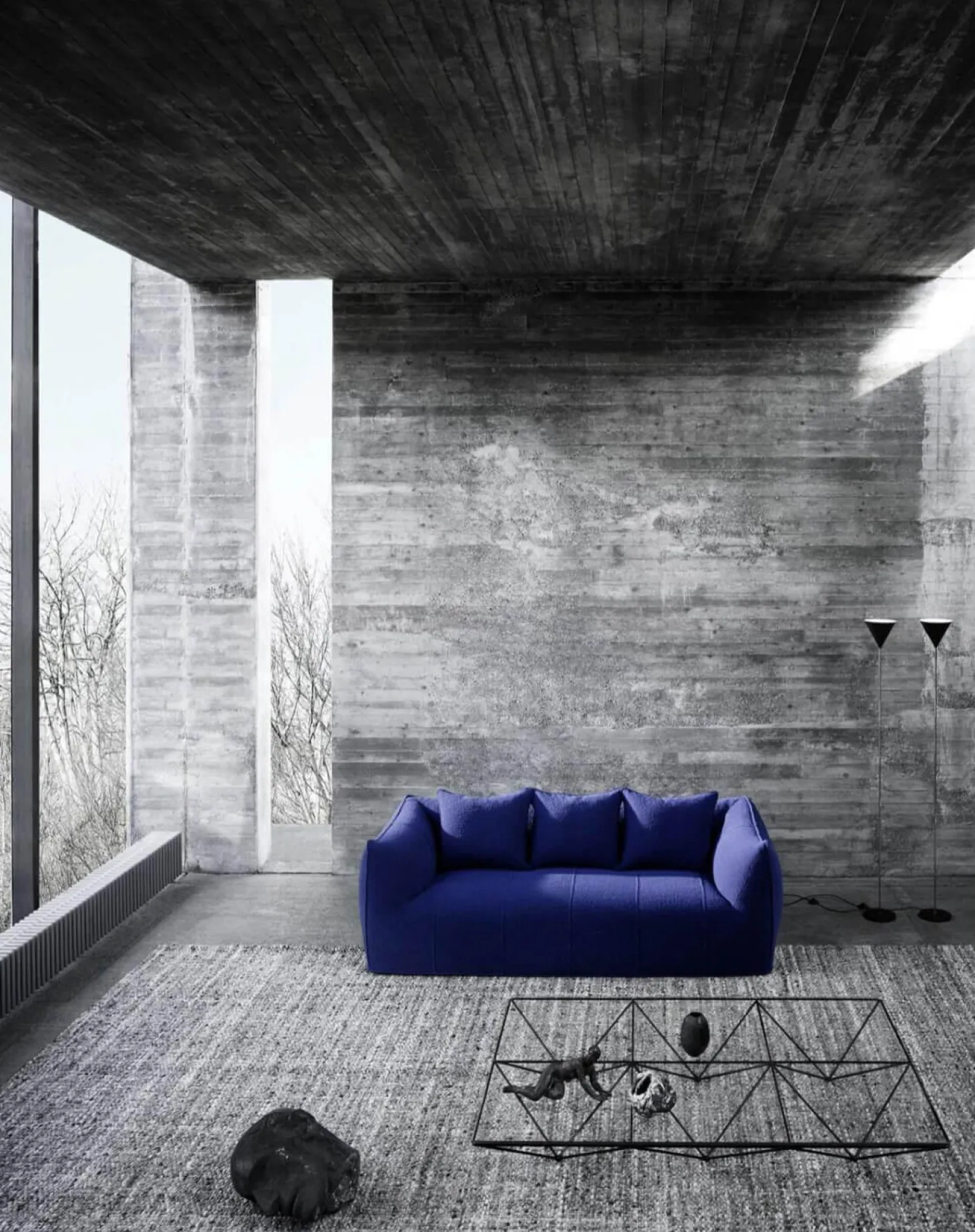 Sofa Le Bambole Granbambola Stoff Bouclè Sila Taubengrau Gestell Polyethylen Inklusive Rückenkissen