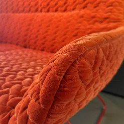 Sofa Leya Lounch Couch Stoff Velours Tresse Sunset 17229 6 Rot Orange Gestell RAL 3000 Feuerrot Rot