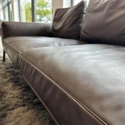 Sofa Lifesteel 14C04 Leder Pelle Deluxe 619 Braun Füße Metall Brüniert Inklusive Kissen