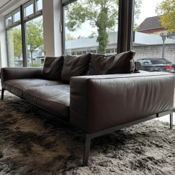 Sofa Lifesteel 14C04 Leder Pelle Deluxe 619 Braun Füße Metall Brüniert Inklusive Kissen