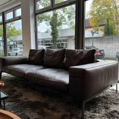 Sofa Lifesteel 14C04 Leder Pelle Deluxe 619 Braun Füße Metall Brüniert Inklusive Kissen