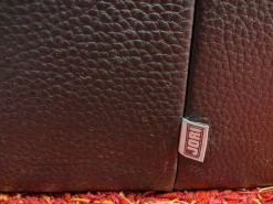 Sofa Linea 210 Leder Fuerte Schwarz mit Hocker