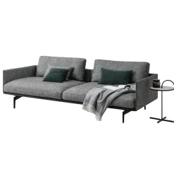 Sofa Liv Stoff 17 Beigegrau Aluminiumgestell Marrone Metallic 4 Kissen 2 Polsterrollen