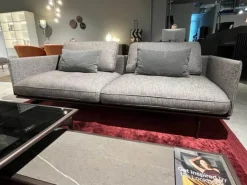 Sofa Liv Stoff 17 Beigegrau Aluminiumgestell Marrone Metallic 4 Kissen 2 Polsterrollen
