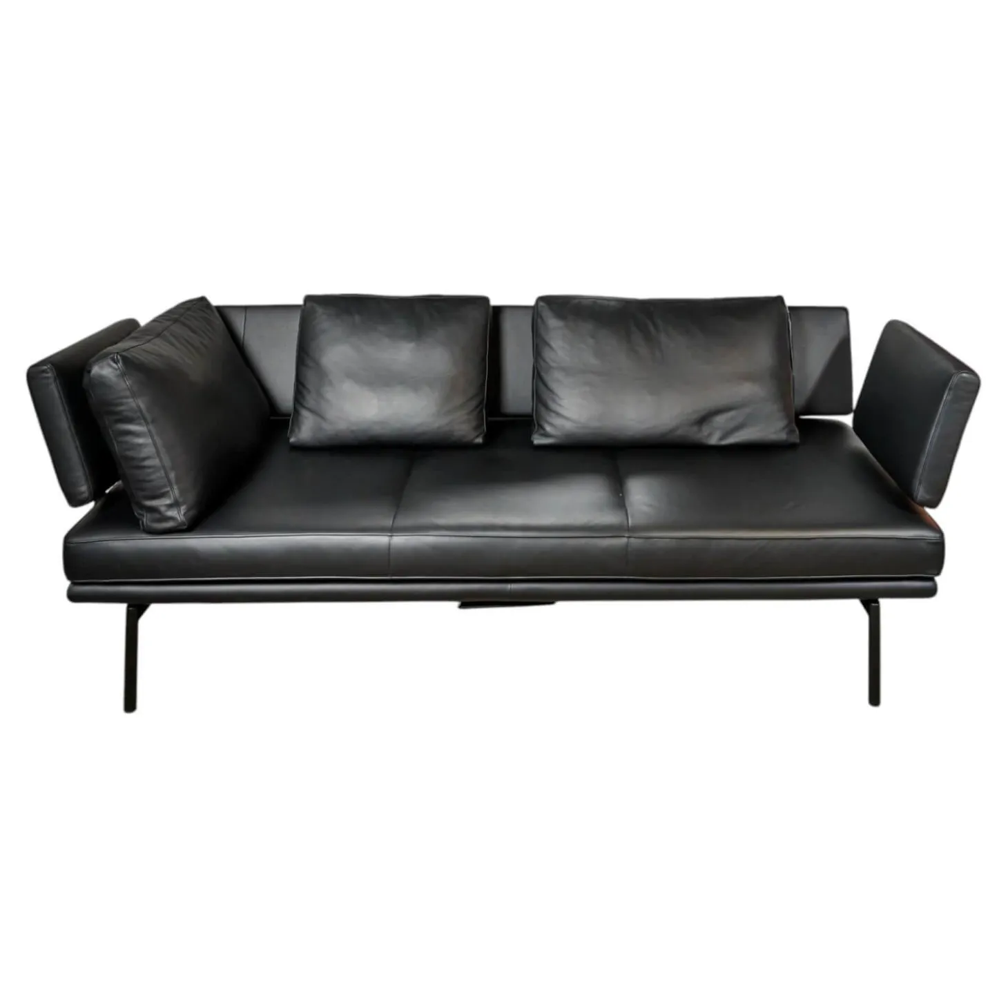 Sofa Living Platform Leder Classic Black Schwarz Gestell Matt Pulverbeschichtet Schwarz