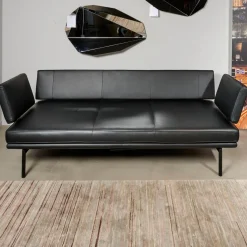 Sofa Living Platform Leder Classic Black Schwarz Gestell Matt Pulverbeschichtet Schwarz