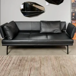 Sofa Living Platform Leder Classic Black Schwarz Gestell Matt Pulverbeschichtet Schwarz