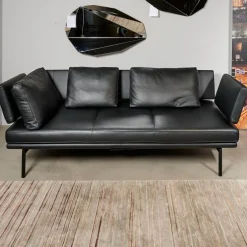 Sofa Living Platform Leder Classic Black Schwarz Gestell Matt Pulverbeschichtet Schwarz