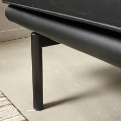 Sofa Living Platform Leder Classic Black Schwarz Gestell Matt Pulverbeschichtet Schwarz