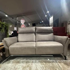 Sofa Lodi Bezug Stoff Gringo Taupe Grau Metalleckfuß Schwarz Matt