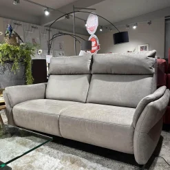 Sofa Lodi Bezug Stoff Gringo Taupe Grau Metalleckfuß Schwarz Matt