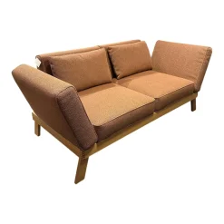 Sofa Lofoten Lounge Stoff 5275 51 Orange Braun Gestell Eiche Hell Geölt
